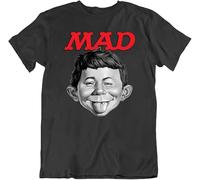 Mad Magazine Alfred E Newman Retro Comedy T Shirt Unisex Mens Womens Tee Black XL