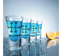 Mad Monkey Funny Shot Glasses with Alcohol Chemical Formula Set of 4