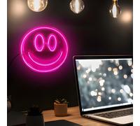 Mad Monkey Lampe Smiley, panneau néon, décoration de salle de jeux, décoration murale, connexion avec câble USB