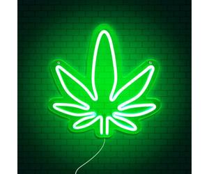 Mad Monkey Weed Neon Lampe murale LED au design feuille de Weed - Lampe décorative néon vert pour salon, fête et détente - Éclairage élégant de haute vie pour la maison