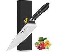 MAD SHARK Couteau de Chef 20 cm - Couteau de Cuisine Professionnel en Acier Inoxydable Carbone Allemand - Lame Ultra-Tranchante & Manche Ergonomique pour Viande et Légumes - Idéal Cadeau