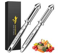 MAD SHARK Lot de 2 Éplucheurs de Légumes, Éplucheur Pomme de Terre et Carotte, éplucheur de fruits, Manche Ergonomique Antidérapant (Argenté)