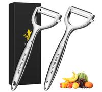 MAD SHARK Set de 2 Économe et Éplucheurs (Y) - Éplucheur à Pommes de Terre en Acier Inoxydable 304 avec Manche Ergonomique Anti-dérapant - Ultra Tranchant pour Carottes, Légumes et Fruits