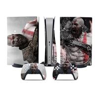 MaD Vision® Kit de Skins Extra-résistants pour PlayStation 5 (PS5) Disc | Ensemble de Stickers vinyles Mats pour Console et 2 manettes - pour God of War|GOW Design