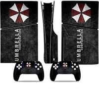 MaD Vision® Kit de Skins Extra-résistants pour PlayStation 5 (PS5) Disc Slim | Ensemble de Stickers vinyles Mats pour Console et 2 manettes - pour Resident Evil Umbrella