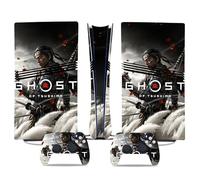 MaD Vision® Kit de Skins Extra-résistants pour PlayStation 5 (PS5) Pro Disc et Pro Digital | Ensemble de Stickers vinyles Mats pour Console et 2 manettes - pour Ghost of Tsushima Design