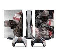 MaD Vision® Kit de Skins Extra-résistants pour PlayStation 5 (PS5) Slim Disc et Slim Digital | Ensemble de Stickers vinyles Mats pour Console et 2 manettes - pour God of War|GOW Design