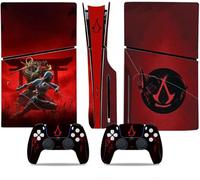 MaD Vision® Kit de Skins Extra-résistants pour PlayStation 5 (PS5) Slim Disc et Slim Digital | Ensemble de Stickers vinyles Mats pour Console et 2 manettes - pour Assassin's Creed Shadows Design