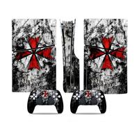 MaD Vision® Kit de Skins Extra-résistants pour PlayStation 5 (PS5) Slim Disc et Slim Digital | Ensemble de Stickers vinyles Mats pour Console et 2 manettes - pour Resident Evil Umbrella
