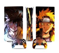 MaD Vision® Kit de Skins Extra-résistants pour PlayStation 5 (PS5) Slim Disc et Slim Digital | Ensemble de Stickers vinyles Mats pour Console et 2 manettes - Anime|Sasuke Design