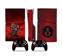MaD Vision® Kit de Skins Extra-résistants pour PlayStation 5 (PS5) Slim Disc et Slim Digital | Ensemble de Stickers vinyles Mats pour Console et 2 manettes - pour Assassin's Creed Shadows Design