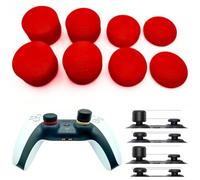 MaD Vision® Set de 4 Paires (8 Pièces) de Thumb Grips Ergonomiques pour Manettes, Compatibles avec PS5|PS4|Xbox Series X-S/One|Nintendo Switch Pro. Différentes Hauteurs & Textures [14/8/6 mm] - Rouge