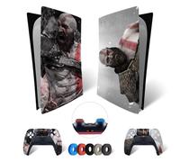 MaD Vision® Set de Skin Extra-Durables en Vinyle pour PS5 Digital + 5 Paires de Aiming Rings | Kit Autocollant et Résistant aux Rayures pour Playstation 5 + 2 Controllers - pour God of War|GOW Design