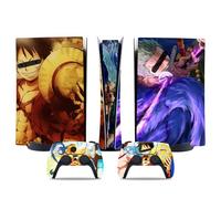 MaD Vision® Set de Skin Extra-Durables en Vinyle pour PS5 Digital + 5 Paires de Aiming Rings | Kit Autocollant et Résistant aux Rayures pour PlayStation 5 + 2 Controllers - pour One-piece Manga Design