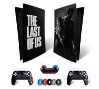 MaD Vision® Set de Skin Extra-Durables en Vinyle pour PS5 Digital + 5 Paires de Aiming Rings | Kit Autocollant et Résistant aux Rayures pour Playstation 5 + 2 Controllers - pour The Last of Us Design