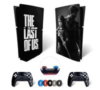 MaD Vision® Set de Skin Extra-Durables en Vinyle pour PS5 Disc Slim + 5 Paires de Aiming Rings | Kit Autocollant et Résistant aux Rayures pour Playstation 5 + 2 Controllers-pour The Last of Us Design