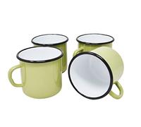 Madacha 4 mugs en métal émaillé - 400 ml - Vert anis