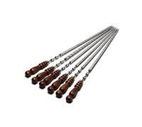 Madacha Lot de 6 Brochettes Manche Bois 60 cm - Lame INOX - Shampours - Idéales pour Barbecue Mangal Russe