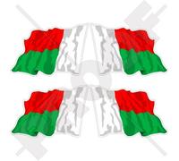 Madagascar Agitant Le Drapeau, République de Malgache, 50mm Vinyle Autocollants, x4 Stickers
