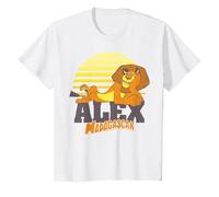 Madagascar Alex The Lion Striped Sunset Poster T-Shirt, Enfant, Blanc, 6 Ans