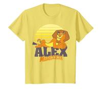 Madagascar Alex The Lion Striped Sunset Poster T-Shirt, Enfant, Citron, 4 Ans