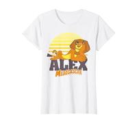 Madagascar Alex The Lion Striped Sunset Poster T-Shirt, Femme, Blanc, M