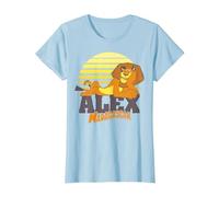 Madagascar Alex The Lion Striped Sunset Poster T-Shirt, Femme, Bleu Céleste, XS