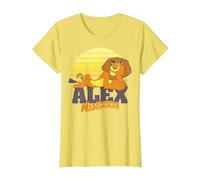Madagascar Alex The Lion Striped Sunset Poster T-Shirt, Femme, Citron, XS