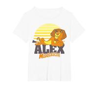 Madagascar Alex The Lion Striped Sunset Poster T-Shirt, Femme Grandes Tailles, Blanc, 1X
