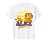 Madagascar Alex The Lion Striped Sunset Poster T-Shirt, Homme, Blanc, M