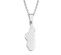 Madagascar Avec Des Colliers De Pendentif De Carte De Nom De Villes,Pendentif De Cartes De Modèle D'Articles Patriotiques Vintage De Nation Malgache,Bijoux D'Ornements D'Anniversaire Ethnique,Argen
