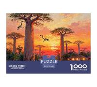 Madagascar Avenue Baobab Coucher du Soleil Puzzle en Bois Imperméable DIY Puzzles De 1000 Pièces pour Adultes Impossible De Décoration pour La Maison