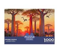Madagascar Avenue Baobab Coucher du Soleil Puzzle en Bois Imperméable Puzzles De 1000 Pièces pour Adultes Impossible Jeux De Stimulants