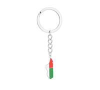 Madagascar Carte Drapeau Pendentif Porte-Clés - Vintage Ethnique Émail Géométrique Porte-Clés Femmes Hommes Tendance Bijoux, Charme Accessoires Patriotiques Pays Malgache Souvenir Cadeau, Blanc