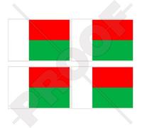 MADAGASCAR Drapeau, République de Malgache, 50mm Vinyle Autocollants, x4 Stickers