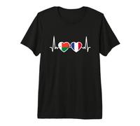 Madagascar France Vintage Drapeau Battement Coeur Malgache T-Shirt Haut de Gamme