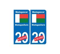 Madagascar Madagasikara sticker numéro département au choix autocollant plaque immatriculation auto - Angles : droits