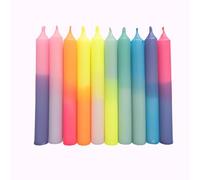 MADAM ERLE Lot de 10 petites bougies d'anniversaire Dipdye - CAJA - Bougies faites à la main pour train d'anniversaire - Couleurs pastel fluo - Multicolore - Bougies décoratives