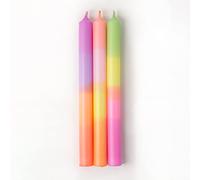 MADAM ERLE Lot de 3 bougies à tige Dipdye - Maline - Bougies fabriquées à la main - Extra longues - Couleurs fluo - Multicolore - Longue durée de combustion - Bougies décoratives - Décoration de salon