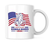 Madam President Kamala Harris - Harris 2024 President USA Democrat Mug - Tasse à café 325 ml - Cadeau idéal pour les vacances, un anniversaire, Noël - Tasse à sublimation en céramique de qualité