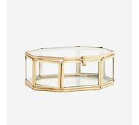 Madam Stoltz Boîte de rangement octogonale en verre en laiton avec couvercle