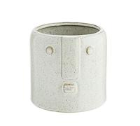 Madam Stoltz Petit pot de fleurs en grès blanc avec imprimé visage
