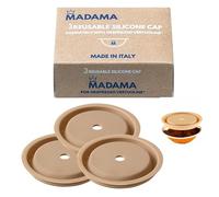 Madama - Bouchon réutilisable pour les capsules Nespresso Vertuo et VertuoLine, rechargeable et compatible. Silicone de qualité alimentaire. 100% Made in Italy. Lot de 3 bouchons.
