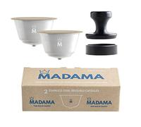 Madama - Capsule rechargeable et réutilisable compatible avec Dolce Gusto. Acier inoxydable et silicone de qualité alimentaire. 100% fabriqué en Italie. Pack de 2 dosettes