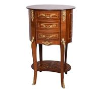 Madame Isolde - Commode baroque - Table de chevet ovale - Table de chevet - 78 x 48 x 37 cm - Avec 3 tiroirs - Fabriquée à la main - Style baroque français - Table d'appoint antique