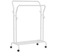 Madame Meuble I Porte vêtement - Porte manteau - à roulettes, double tringle et étagère I 103,5 x 52,5 x 155 cm (L x P x H)