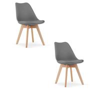 MADAME MEUBLE | Lot de 2 chaises de salle à manger | MARK | Pieds en Bois Massif | Scandinave | ANTRACITE H: 82 x L:49 x P: 52 cm