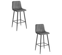 MADAME MEUBLE | Lot de 2 Tabourets de Bar POZZA | Design Ergonomique | Velours Gris Foncé
