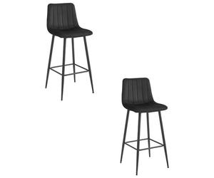 MADAME MEUBLE Lot de 2 Tabourets de Bar POZZA Design Ergonomique Velours Noir