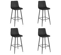 MADAME MEUBLE Lot de 4 Tabourets de Bar POZZA Design Ergonomique Velours NOIR